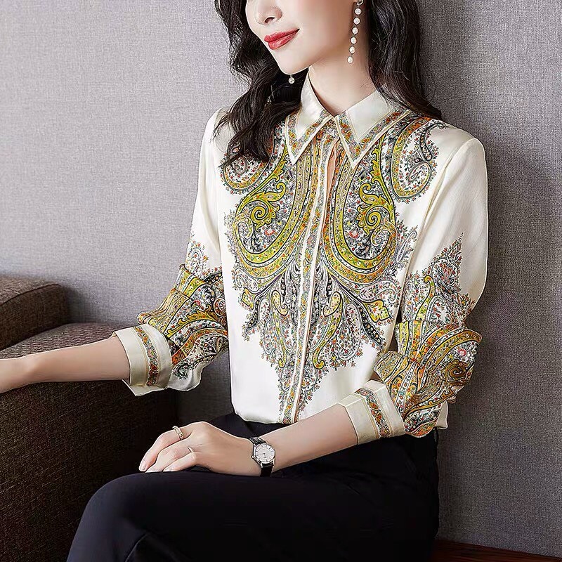 Áo Sơ Mi Lụa Họa Tiết - SM71